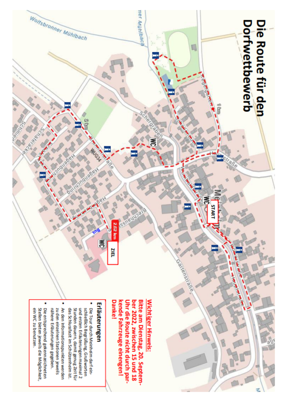 Bild der BürgerInfo extra mit der Route zum Landesentscheid im Dorfwettbewerb